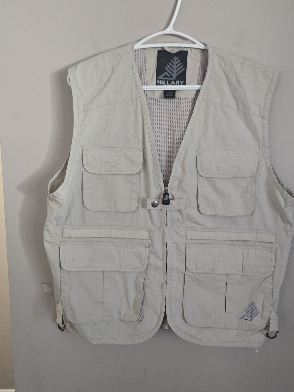 HILLARY Light Khaki Utility Fishing Vest Tactical Medium Men